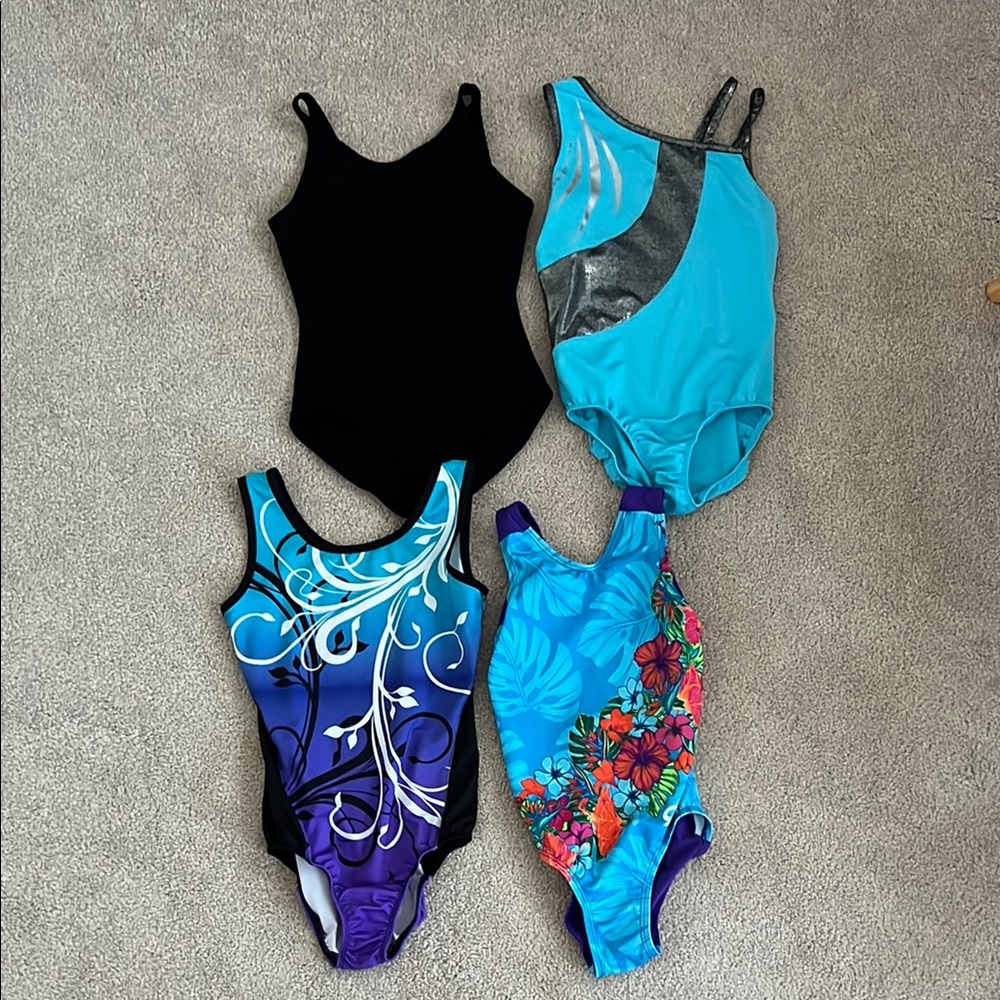 Girls Leotard Set - Black, Blue, and Purple